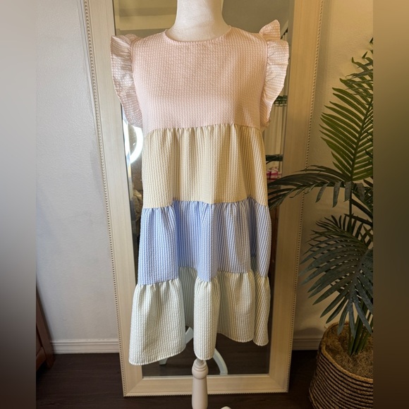 None Dresses & Skirts - Seersucker Multicolored Dress